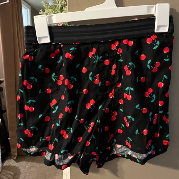 Women’s Cherry Print Boxer Pajama Shorts - Colsie Black XL - Picture 4 of 6